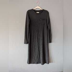 Madewell Long Sleeved Ribbed Midi Fitted Dress